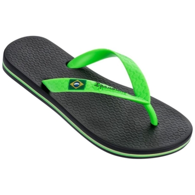 Kids' Ipanema Brazil Flip Flops Black Green | US102376CQ