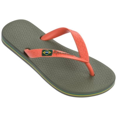 Kids' Ipanema Brazil Flip Flops Green Orange | US714968IV