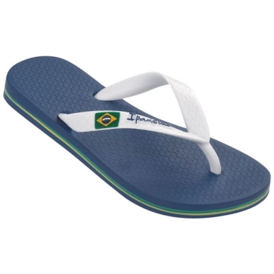 Kids' Ipanema Classic Brazil Flip Flops White Navy | US153906AD