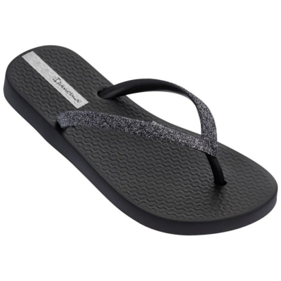 Kids' Ipanema Glitter IV Flip Flops Black | US374986PZ