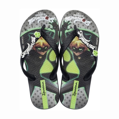 Kids' Ipanema Ladybug Flip Flops Black Green | US582490YG