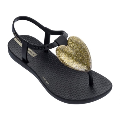 Kids' Ipanema Love Sandals Black Gold | US962041FL