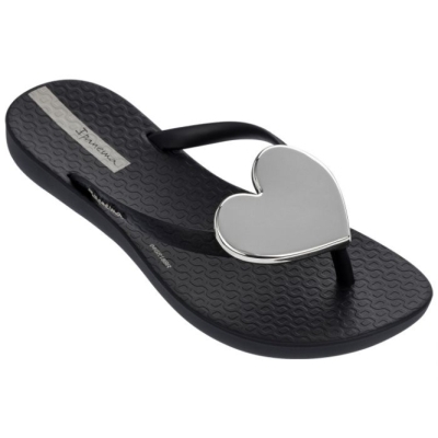 Kids' Ipanema Maxi Heart Flip Flops Black | US056378LD