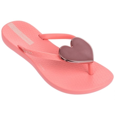 Kids' Ipanema Maxi Heart Flip Flops Rose | US635429EK