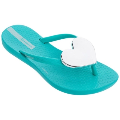 Kids' Ipanema Wave Heart Flip Flops Blue Silver | US758906MS