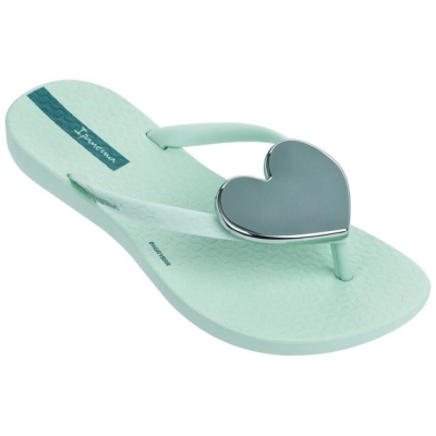 Kids' Ipanema Wave Heart Flip Flops Green | US986315TZ