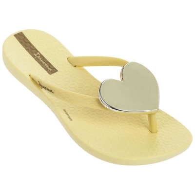 Kids' Ipanema Wave Heart Flip Flops Yellow | US765802KA