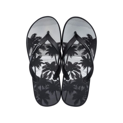 Men's Ipanema 10 Palm Flip Flops Black Grey | US764851TX