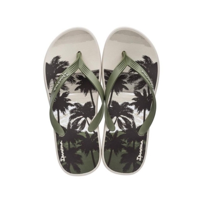 Men's Ipanema 10 Palm Flip Flops Ivory Green | US728054GT