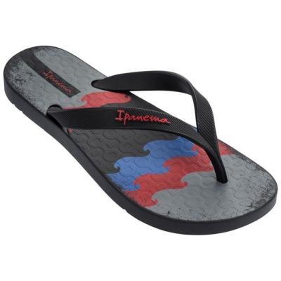 Men's Ipanema Arpo Wave Flip Flops Black | US247319AG