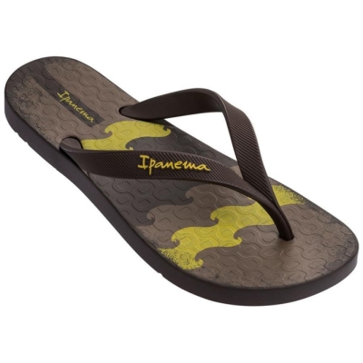 Men's Ipanema Arpo Wave Flip Flops Brown | US239075QU