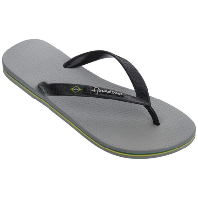 Men's Ipanema Brasil Classic II Ad Flip Flops Grey Black | US416803LU