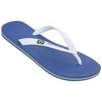 Men's Ipanema Brasil Classic II Ad Flip Flops Blue White | US720148CU