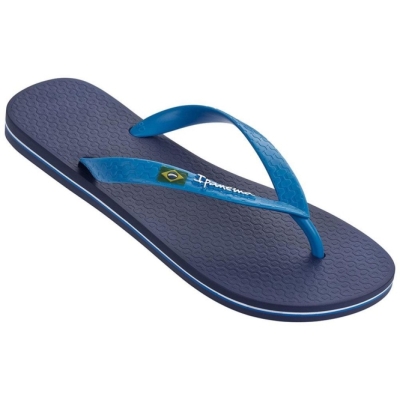 Men's Ipanema Brasil Classic II Ad Flip Flops Navy Blue | US738640KS