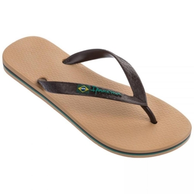 Men's Ipanema Classic Brazil II Flip Flops Ivory Brown | US024675ID