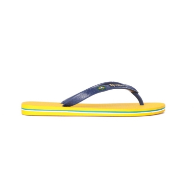 Men's Ipanema Classic Brazil II Flip Flops Yellow Blue | US041983XY