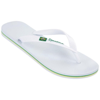 Men's Ipanema Classic Brazil II Flip Flops White | US401396WQ