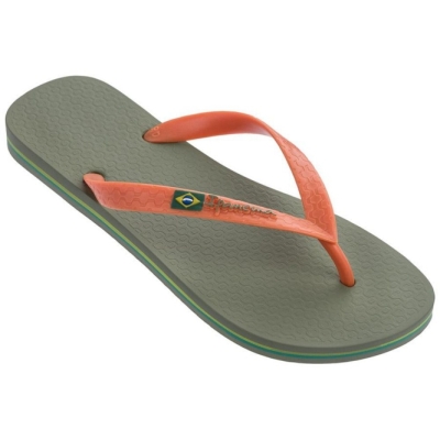 Men's Ipanema Classic Brazil II Flip Flops Green Orange | US591427KF