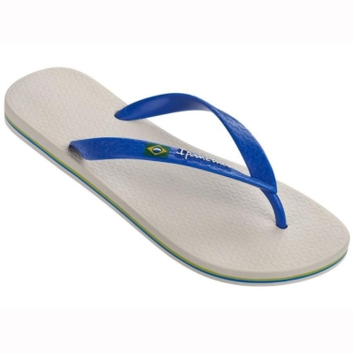 Men's Ipanema Classic Brazil II Flip Flops Ivory Blue | US915063DP