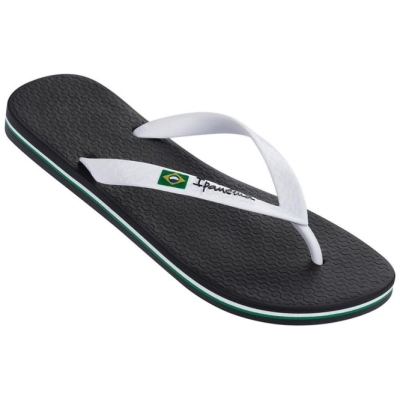 Men's Ipanema Classic Brazil II Flip Flops Black White | US964501GK