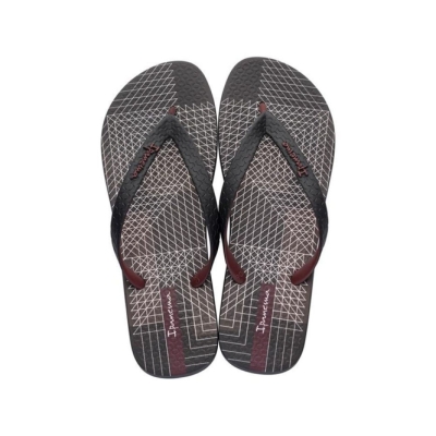 Men's Ipanema Parati II Flip Flops Black Burgundy | US079682CN