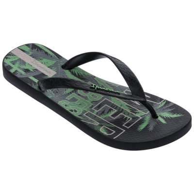 Men's Ipanema Summer Flip Flops Black Green | US270358QT