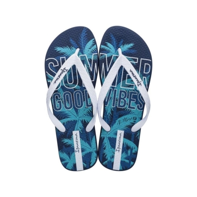 Men's Ipanema Summer Flip Flops Blue White | US416759TY