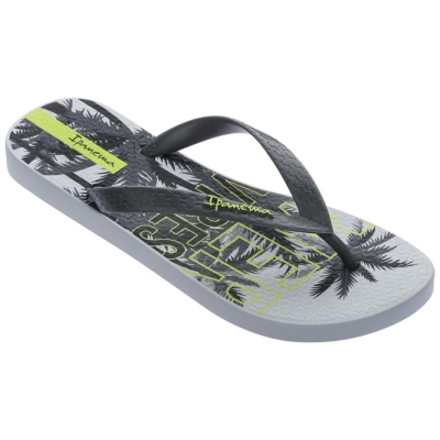 Men's Ipanema Summer Flip Flops Grey Black | US738129QB