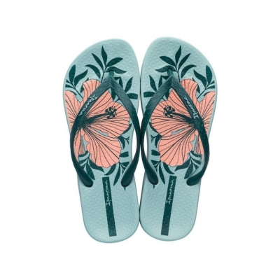 Women's Ipanema Ana Hibiscus Flip Flops Green | US261507GD