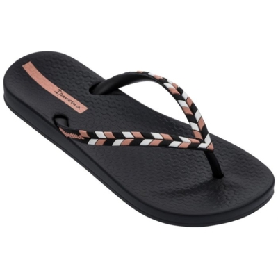 Women's Ipanema Anatomic Lovely Feather Flip Flops Black | US954216SZ