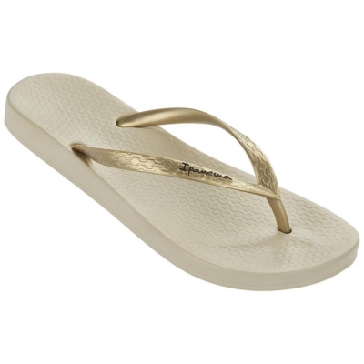 Women's Ipanema Anatomic Tan Flip Flops Ivory Gold | US479836AP