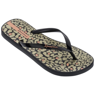 Women's Ipanema Animal Print Flip Flops Black | US902165EL