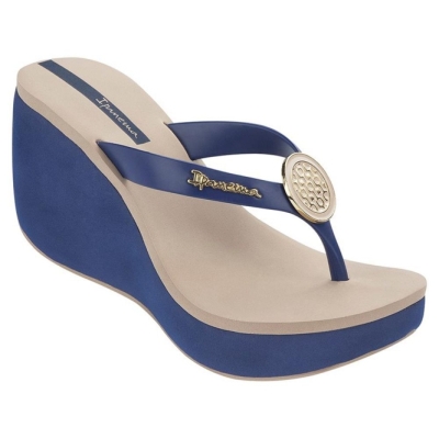 Women's Ipanema Bossa Wedges Ivory Blue | US173906WM