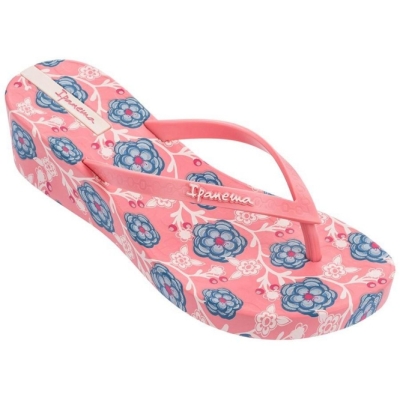 Women's Ipanema Floral Plat Wedge Flip Flops Rose | US697831CI