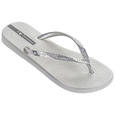 Women's Ipanema Glam Flip Flops White Silver | US268071XP