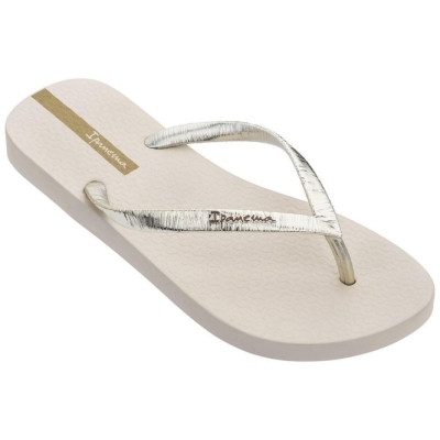 Women's Ipanema Glam II Flip Flops Ivory Gold | US187069IQ