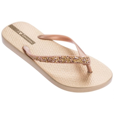 Women's Ipanema Glam Special Crystal Flip Flops Gold | US304982EU