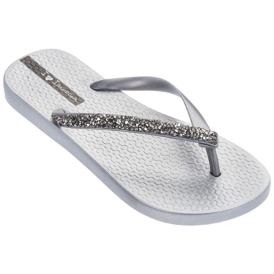 Women's Ipanema Glam Special Crystal Flip Flops Silver | US735214KH