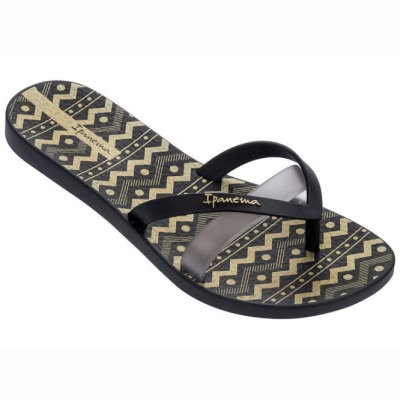 Women's Ipanema Kirei Silk III Flip Flops Black Silver | US013247IY