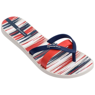 Women's Ipanema Kirei Silk IV Flip Flops Ivory Blue Red | US465891VN