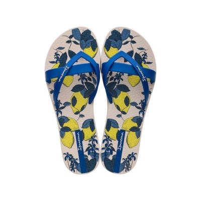 Women's Ipanema Kirei Silk V Flip Flops Ivory Blue | US814026GJ