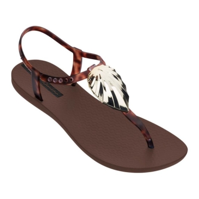 Women's Ipanema Leaf Sandals Brown Gold | US217835QE