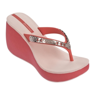 Women's Ipanema Lipstick Chains Flip Flops Rose Silver | US104678CX