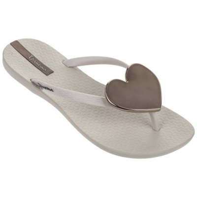 Women's Ipanema Maxi Heart Flip Flops Ivory | US148032WL