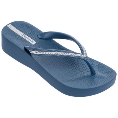 Women's Ipanema Mesh Plat II Flip Flops Navy Silver | US587316EK