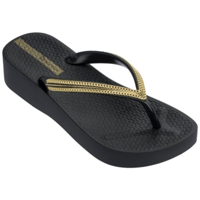 Women's Ipanema Mesh Wedges Black Gold | US291853EM