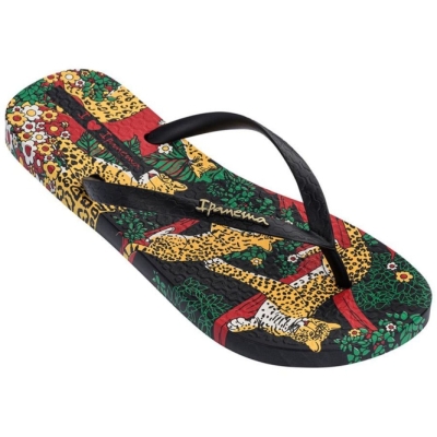 Women's Ipanema Pop Flip Flops Black Green Yellow | US651892PN