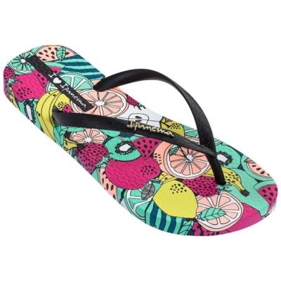 Women's Ipanema Pop Flip Flops Black Green | US923807BA