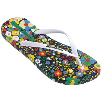 Women's Ipanema Pop Flip Flops Black White | US758269CJ