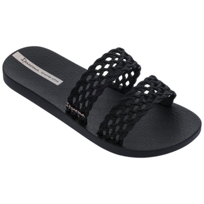 Women's Ipanema Renda Slides Black | US634875EU